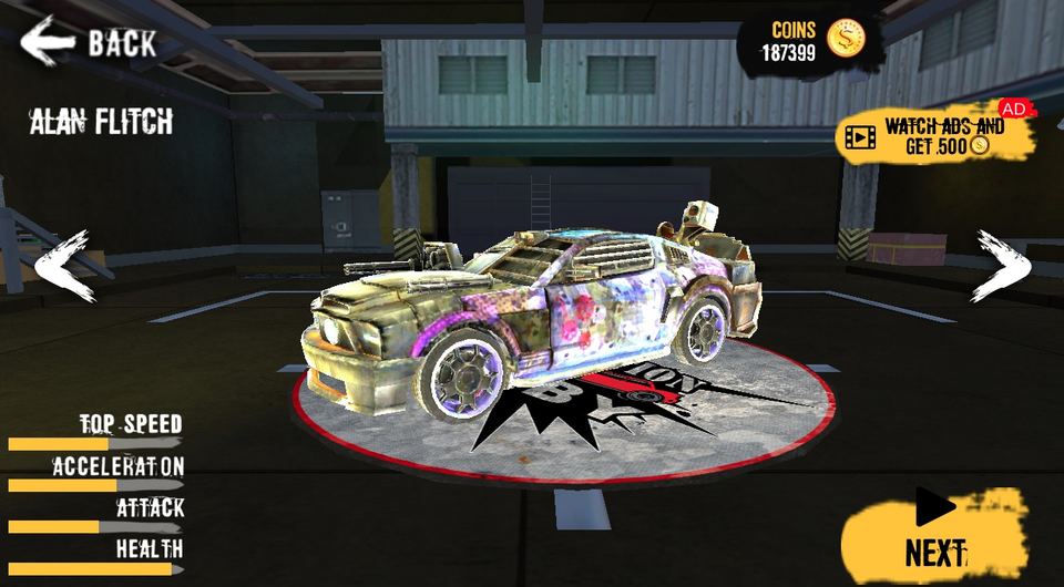 Demolition Derby Unblocked Screenshot, Garage Section