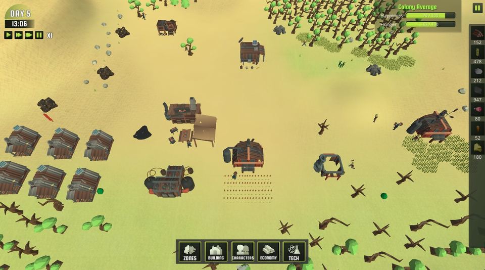 Colony Simulator Game Tutorial Screenshot, Gameplay