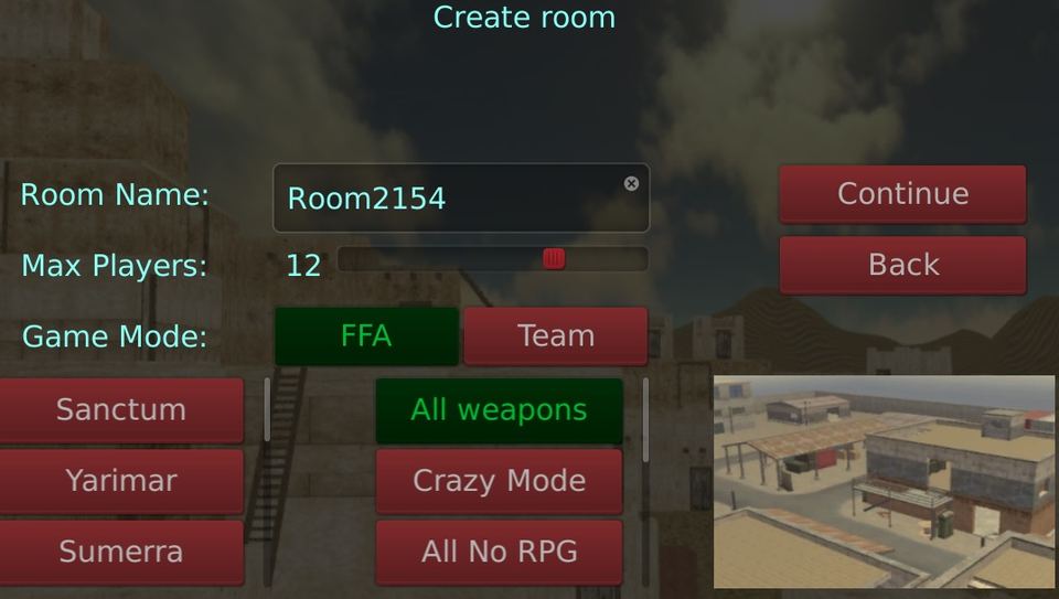 Crazy Shooters 2 Create Room Screenshot