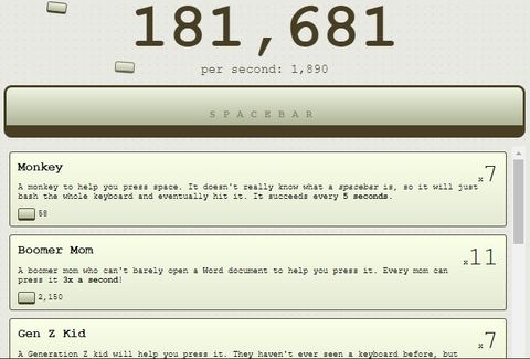 Spacebar Clicker Gameplay Screenshot