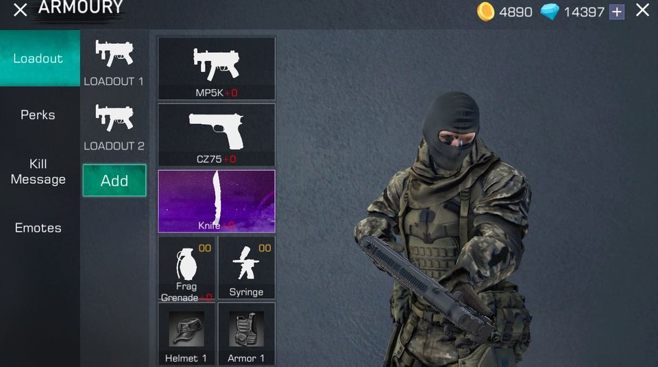 Crazy Strike Force Unblocked Screenshot, Armoury Section