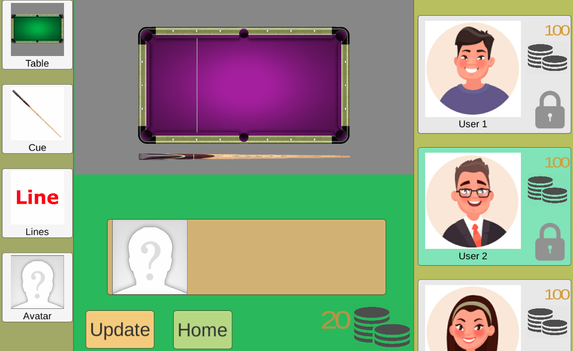 8 Ball Pool Billiard Upgrade Section Screenshot